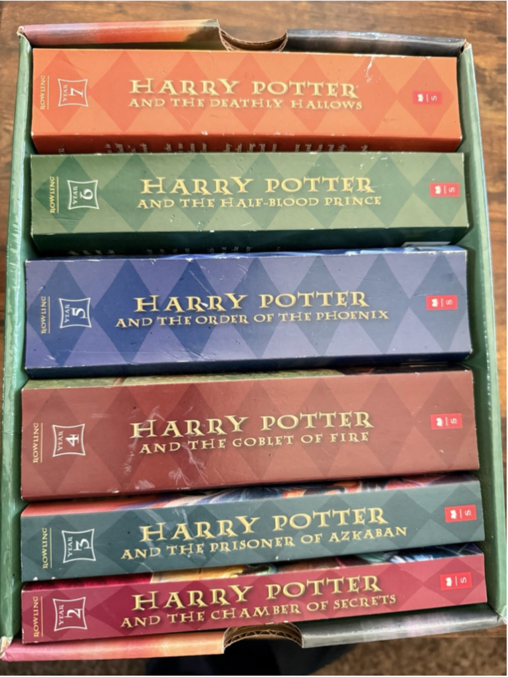 Harry Potter Books 2-7 Paperback Lot J.K. Rowling Scholastic Box